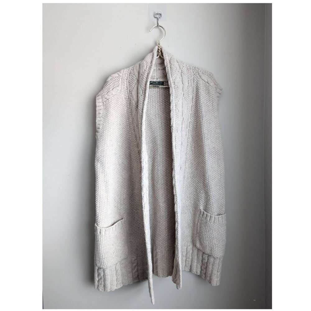 Eddie Bauer Wool Cable Knit sleeveless cardigan